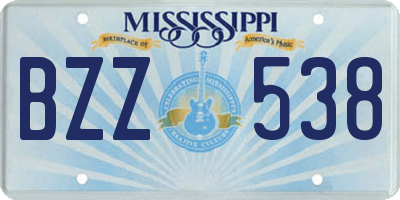 MS license plate BZZ538