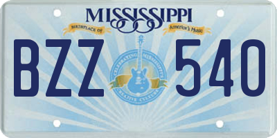 MS license plate BZZ540