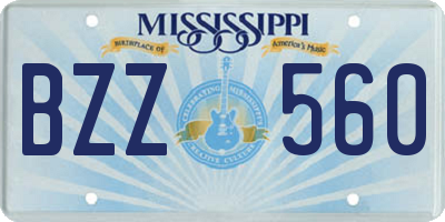 MS license plate BZZ560