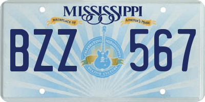 MS license plate BZZ567