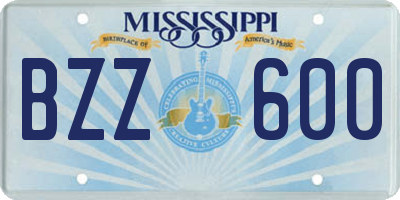 MS license plate BZZ600