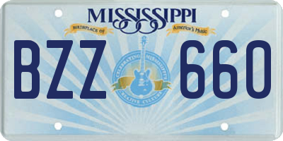 MS license plate BZZ660