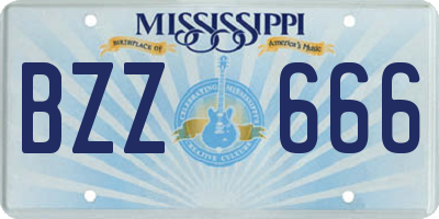 MS license plate BZZ666