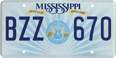 MS license plate BZZ670