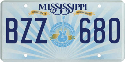 MS license plate BZZ680