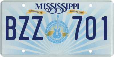 MS license plate BZZ701
