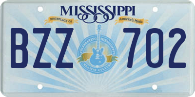 MS license plate BZZ702