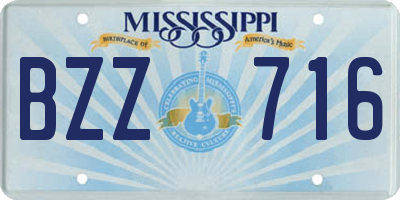 MS license plate BZZ716