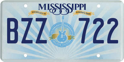 MS license plate BZZ722