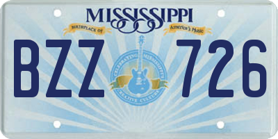 MS license plate BZZ726