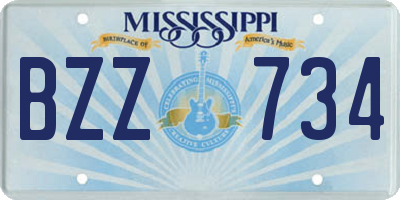 MS license plate BZZ734