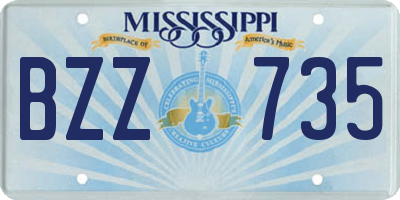 MS license plate BZZ735