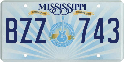 MS license plate BZZ743