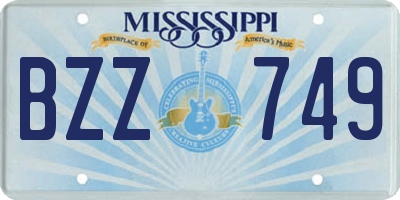 MS license plate BZZ749