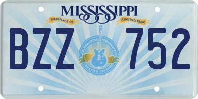 MS license plate BZZ752