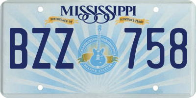 MS license plate BZZ758