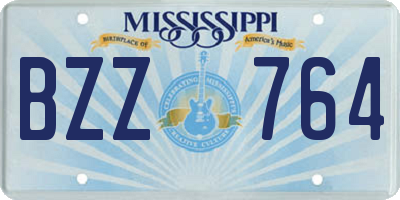 MS license plate BZZ764