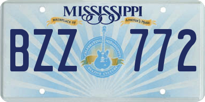 MS license plate BZZ772