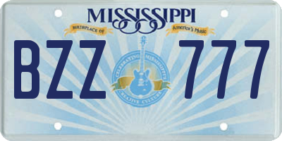 MS license plate BZZ777