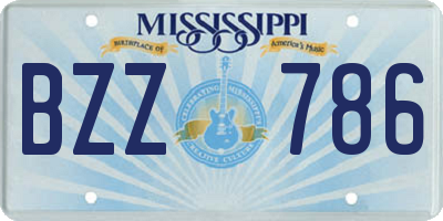 MS license plate BZZ786