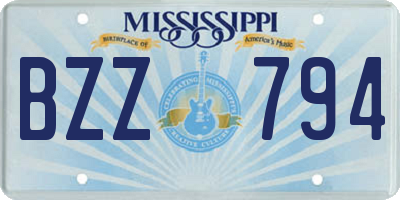 MS license plate BZZ794