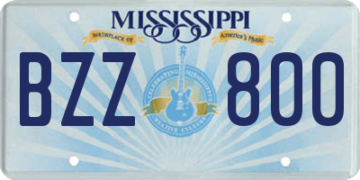MS license plate BZZ800