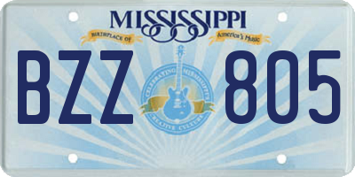 MS license plate BZZ805
