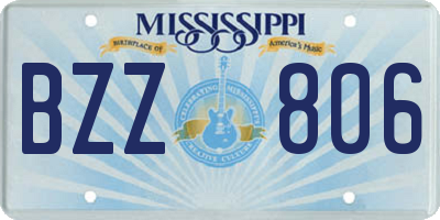 MS license plate BZZ806