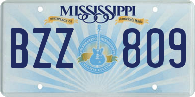 MS license plate BZZ809