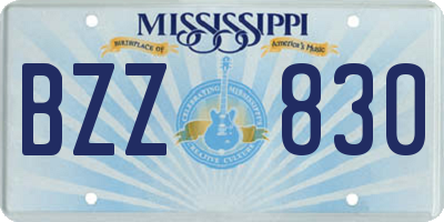 MS license plate BZZ830