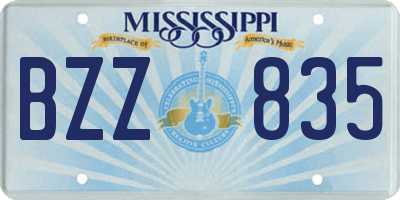 MS license plate BZZ835