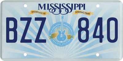 MS license plate BZZ840