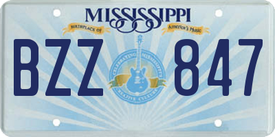 MS license plate BZZ847