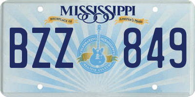 MS license plate BZZ849