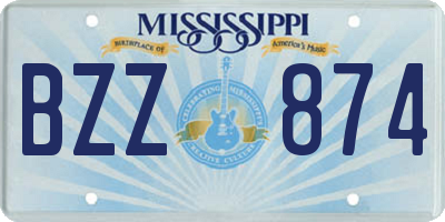 MS license plate BZZ874