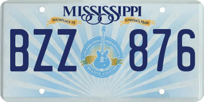 MS license plate BZZ876