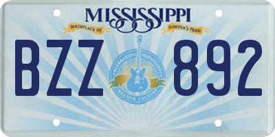 MS license plate BZZ892