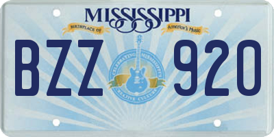 MS license plate BZZ920