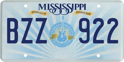 MS license plate BZZ922