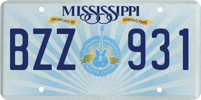 MS license plate BZZ931