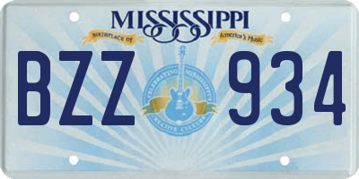 MS license plate BZZ934