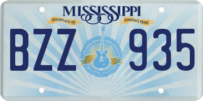 MS license plate BZZ935