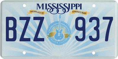 MS license plate BZZ937