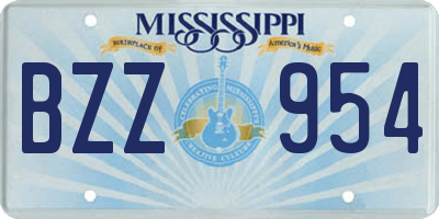 MS license plate BZZ954
