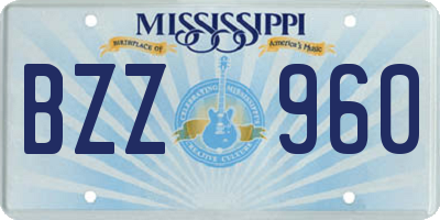 MS license plate BZZ960