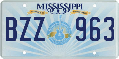 MS license plate BZZ963