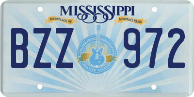 MS license plate BZZ972