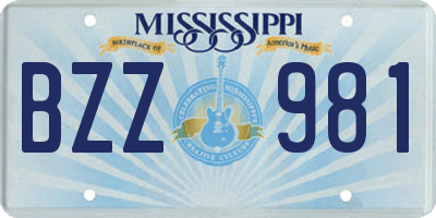 MS license plate BZZ981