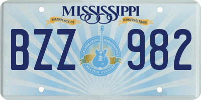 MS license plate BZZ982