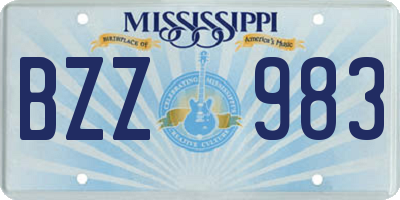 MS license plate BZZ983